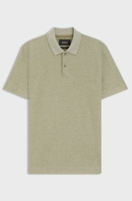 Regular-fit polo shirt in cotton and silk, Light Green