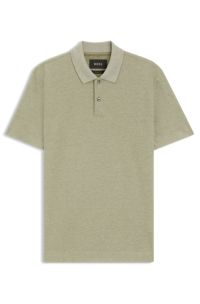 Regular-fit polo shirt in cotton and silk, Light Green