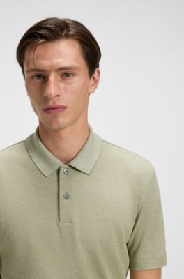 Regular-fit polo van katoen en zijde, Kalk