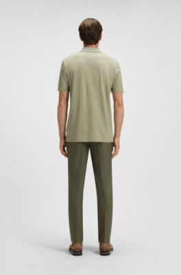 Regular-fit polo shirt in cotton and silk, Light Green