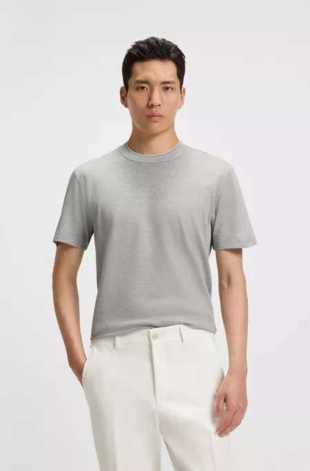 Micro-structured T-shirt in cotton and silk