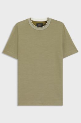 Micro-structured T-shirt in cotton and silk, Light Green