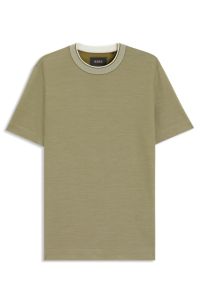 Micro-structured T-shirt in cotton and silk, Light Green