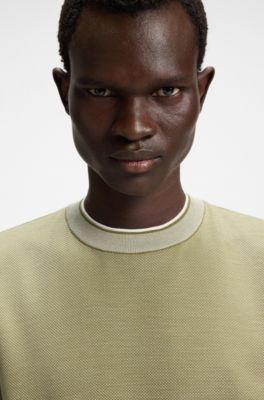 Micro-structured T-shirt in cotton and silk, Light Green