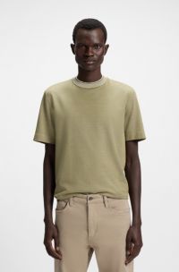 Micro-structured T-shirt in cotton and silk, Light Green
