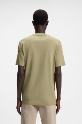 Micro-structured T-shirt in cotton and silk, Light Green