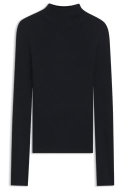 Pullover aus gerippter Merinowolle mit Stehkragen