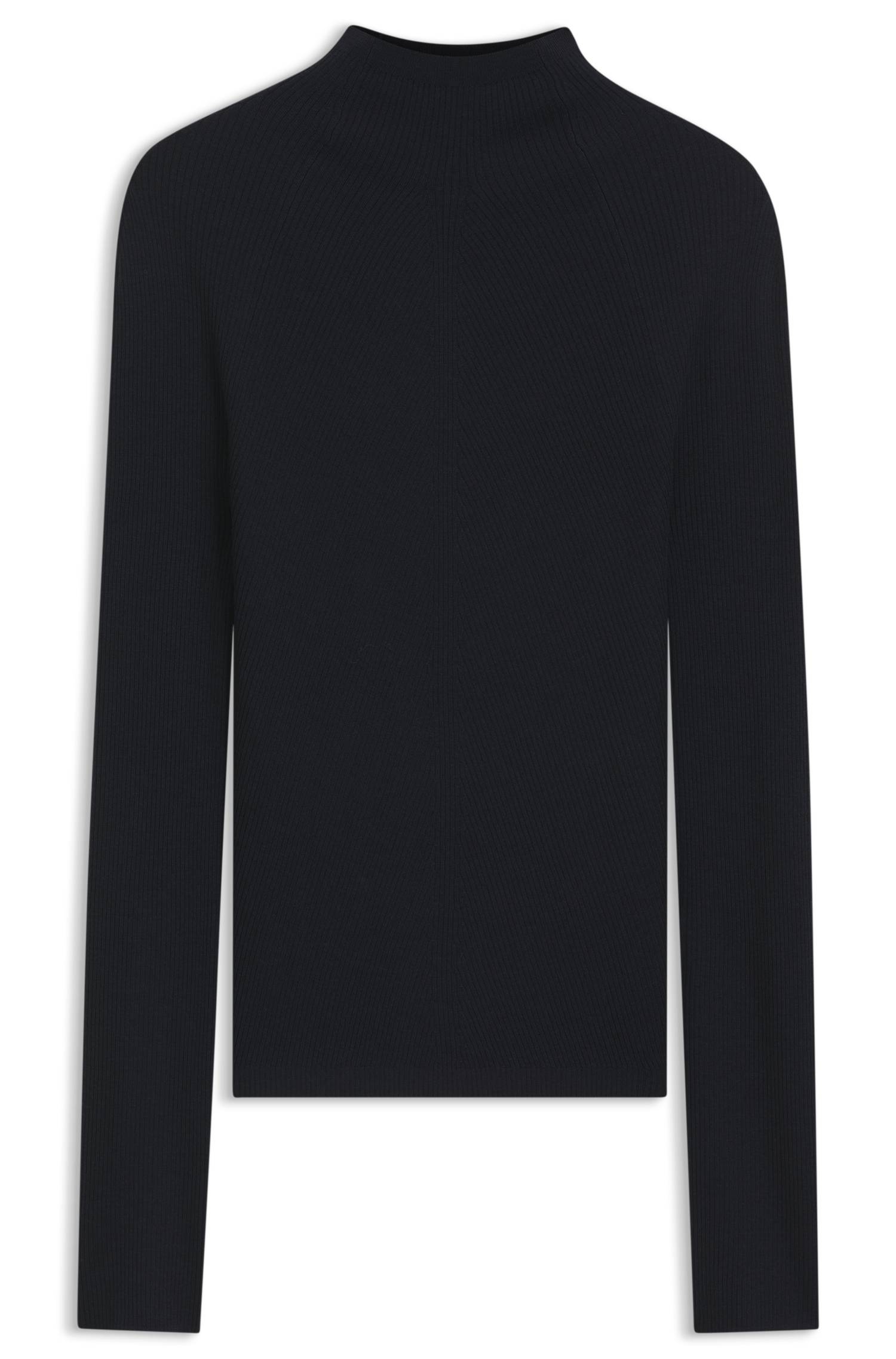 Boss Mock-neck sweater in ribbed merino wool tröjor dam – bild 4