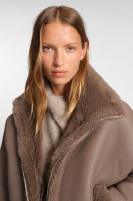 Nappalan-Lederjacke mit Shearling-Besatz, Braun