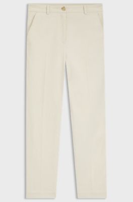 Regular-fit trousers in cotton-blend corduroy, Natural