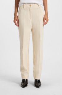 Regular-fit trousers in cotton-blend corduroy, White
