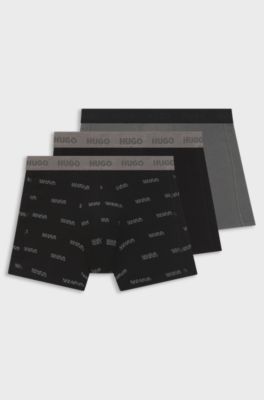 Eng anliegende Boxershorts aus Stretch-Baumwolle im Dreierpack, Schwarz / Grau