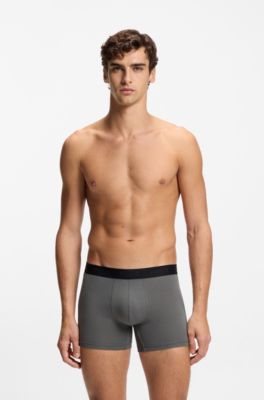 Eng anliegende Boxershorts aus Stretch-Baumwolle im Dreierpack, Schwarz / Grau
