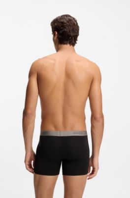 Eng anliegende Boxershorts aus Stretch-Baumwolle im Dreierpack, Schwarz / Grau