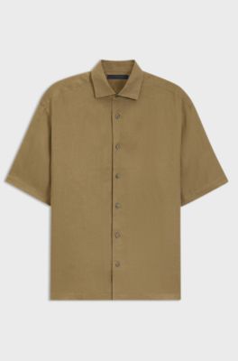 BOSS BY BECKHAM relaxed-fit shirt in linen, Green