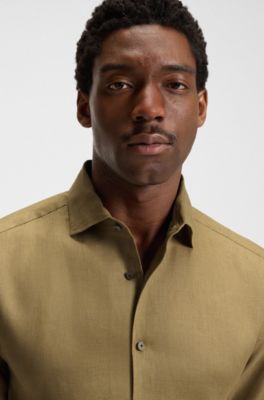 BOSS BY BECKHAM relaxed-fit shirt in linen, Green