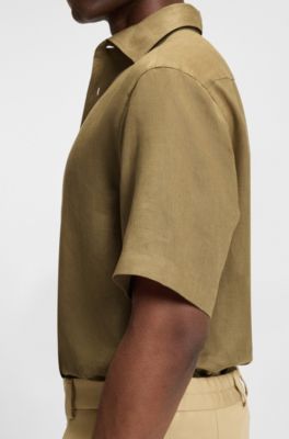 BOSS BY BECKHAM relaxed-fit shirt in linen, Green