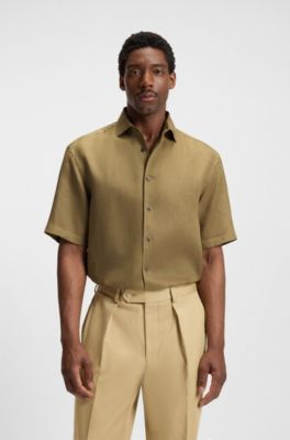 BOSS BY BECKHAM relaxed-fit shirt in linen, Green