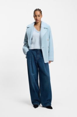Relaxed-fit V-neck sweater with wool and alpaca, Light Blue