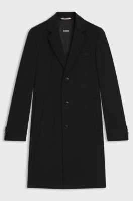 Slim-fit coat in wool and cashmere, Black