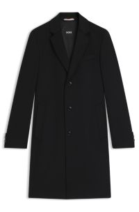 Slim-fit coat in wool and cashmere, Black
