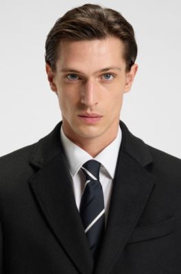 Slim-fit coat in wool and cashmere, Black