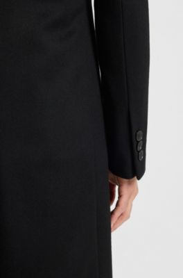 Slim-fit coat in wool and cashmere, Black