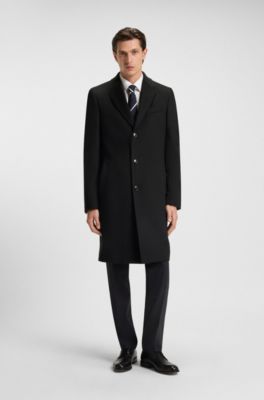 Slim-fit coat in wool and cashmere, Black