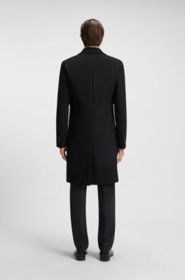 Slim-fit coat in wool and cashmere, Black