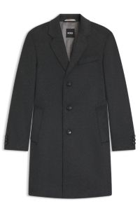 Slim-fit coat in wool and cashmere, Dark Grey