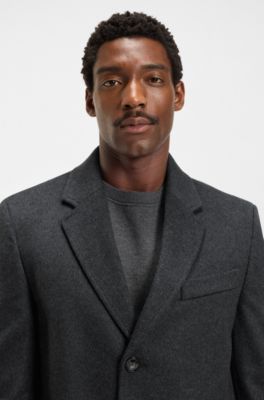 Slim-fit coat in wool and cashmere, Dark Grey