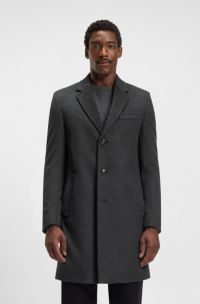 Slim-Fit Mantel aus Woll-Mix mit Kaschmir, Dunkelgrau