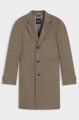 Slim fit frakke i uld og kashmir, Lysebrun