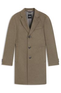 Slim-fit coat in wool and cashmere, Light Brown