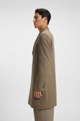 Slim fit frakke i uld og kashmir, Lysebrun