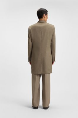 Slim-fit coat in wool and cashmere, Light Brown