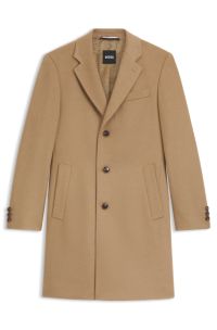 Slim-fit coat in wool and cashmere, Beige