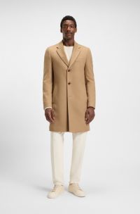 Slim-fit mantel van wol en kasjmier, Beige