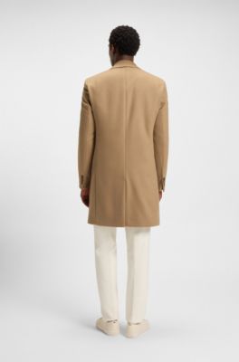 Slim-fit coat in wool and cashmere, Beige