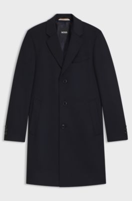 Slim-fit coat in wool and cashmere, Dark Blue