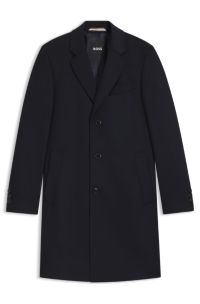 Abrigo slim fit de lana y cashmere, Azul oscuro