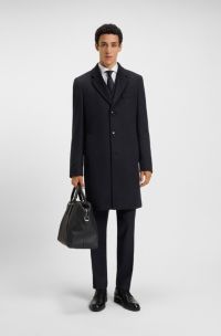 Slim-fit mantel van wol en kasjmier, Donkerblauw