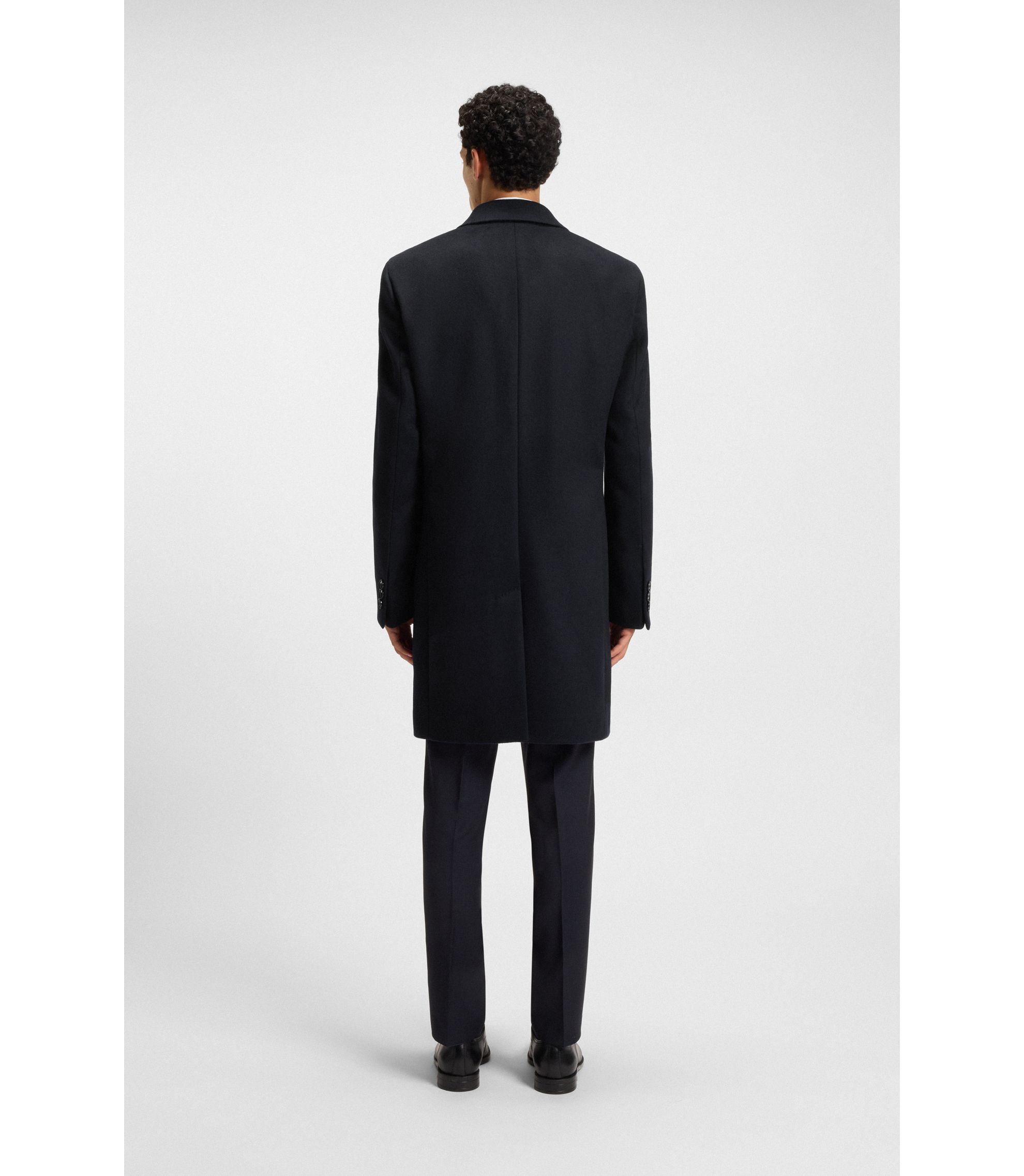 BOSS - スリムフィットコート ウール/カシミア - ダークブルー