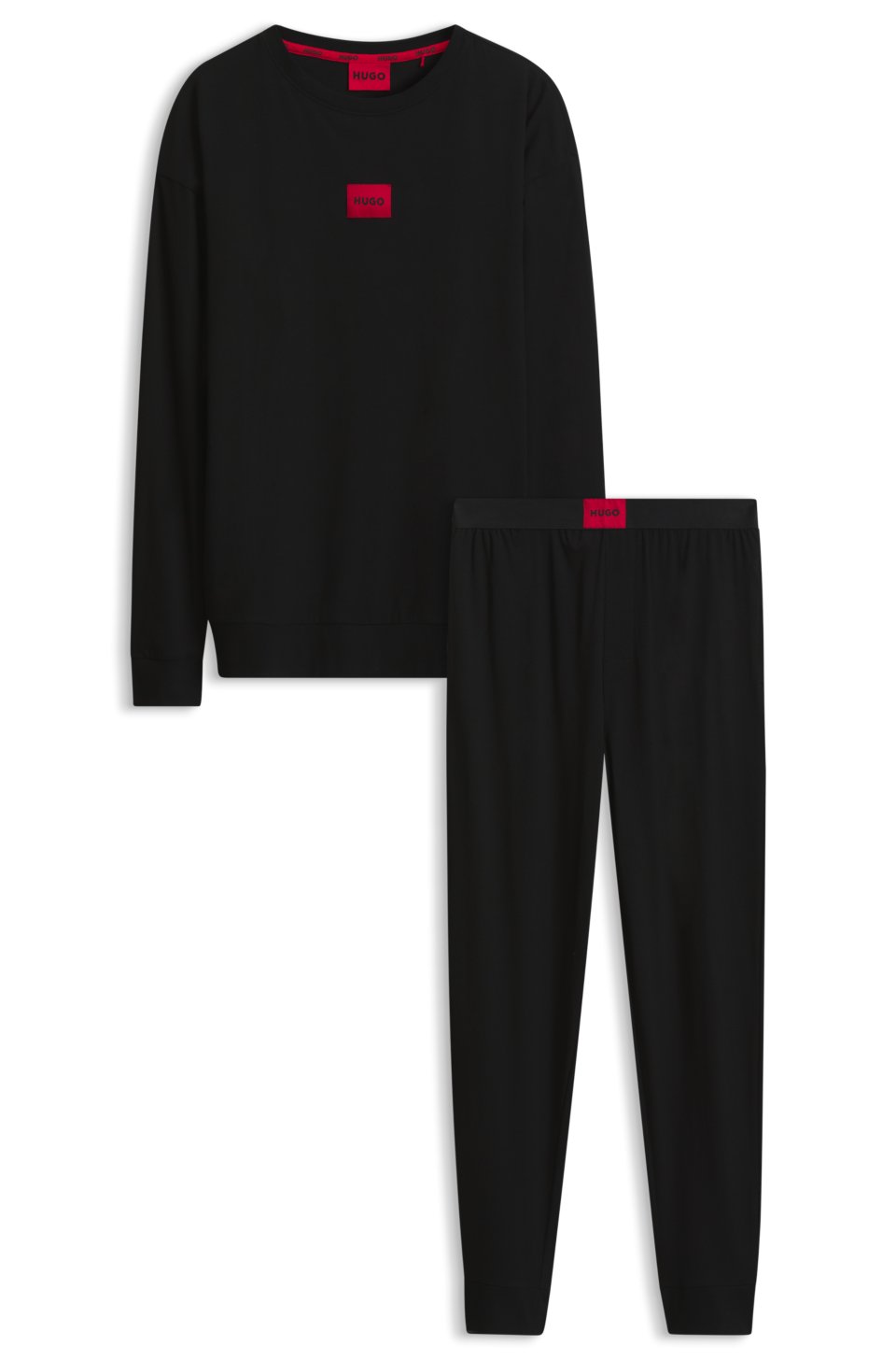 Gift-boxed pyjama set in stretch cotton with logos