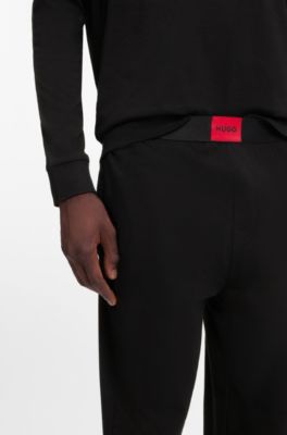 Gift-boxed pyjama set in stretch cotton with logos, Black