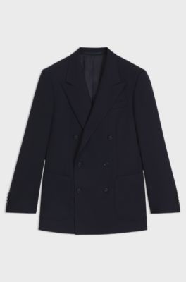 BECKHAM x BOSS double-breasted blazer in stretch wool, Dark Blue
