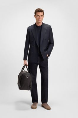 BOSS BY BECKHAM double-breasted blazer in stretch wool, Dark Blue