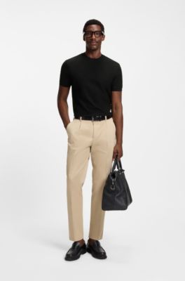 Mercerised-cotton T-shirt with honeycomb piqu&eacute;, Black