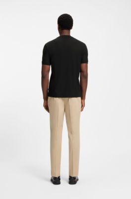 Mercerised-cotton T-shirt with honeycomb piqu&eacute;, Black