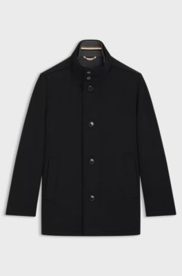 Relaxed-fit short coat in wool and cashmere, Black